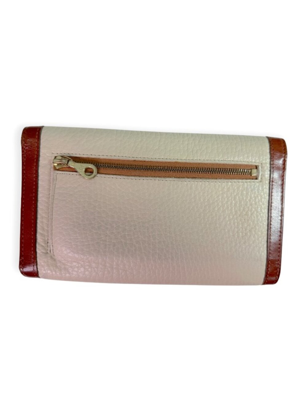 Vintage Dooney and Bourke Tri-fold Wallet Cream & Tan Pebbled Leather - Picture 4 of 7